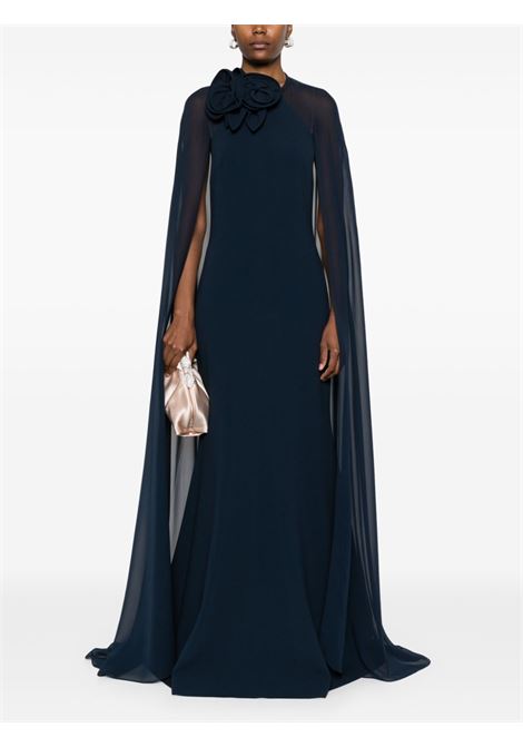 Blue flower-embellished cape gown  Elie saab - women ELIE SAAB | D0454NF24CDS01BL003